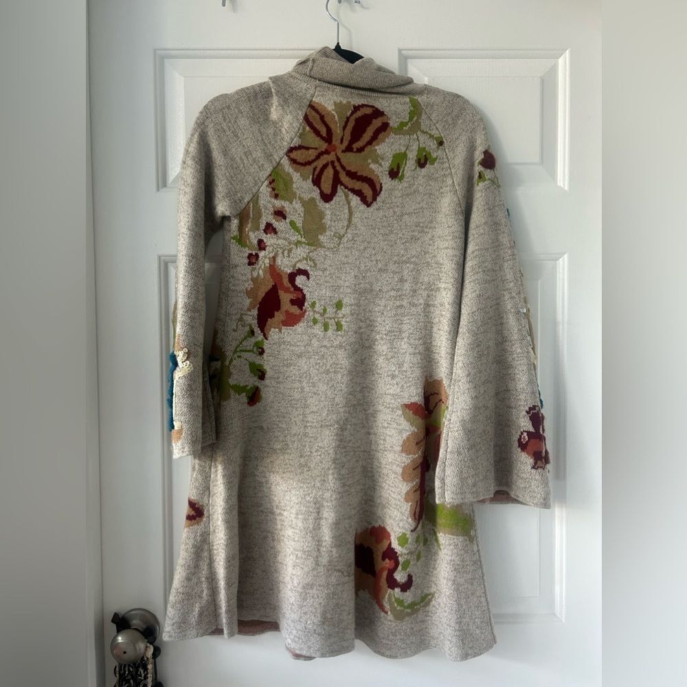 Anthropologie knitted and knotted petals swing dress sweater dress embroidered - Picture 5 of 12
